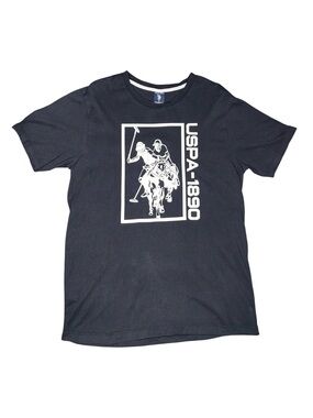 U.S. Polo Assn. Black Short-Sleeve Tee with White Polo Graphic
